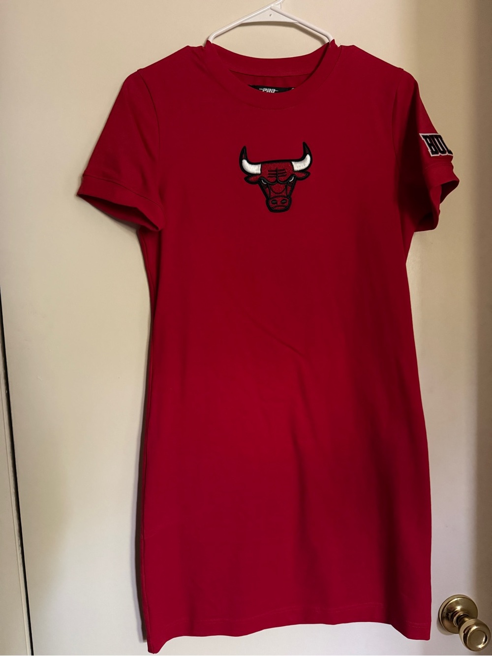 Pro Player Red Midi Dress with Bulls Logo